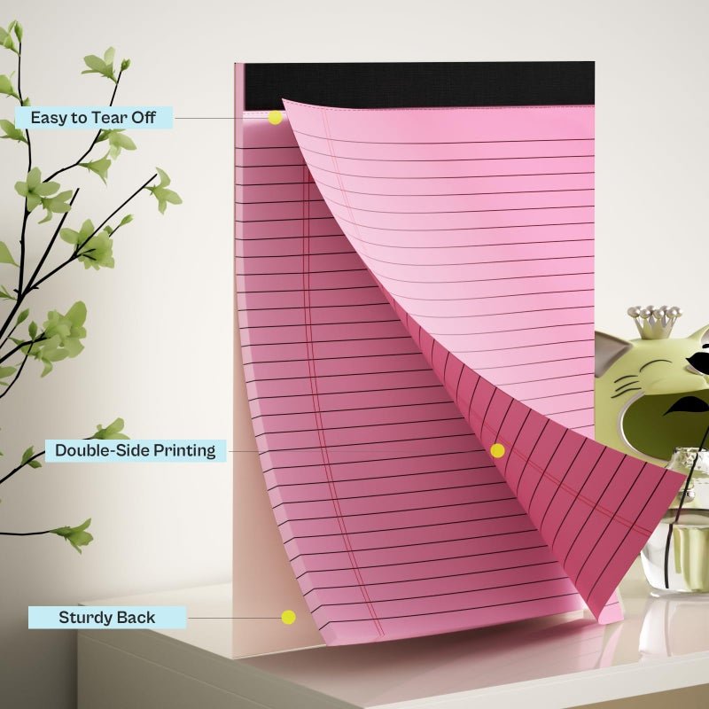 Nichela 3 Pack Legal Pads 8.5 x 11 Note Pads Colored Paper Wide Ruled Lined Paper with Micro-Perforated Writing Notebook 30 Sheets per Pad (90 Total Pages) Notepad for To-do List School & Office Supplies - Image 4